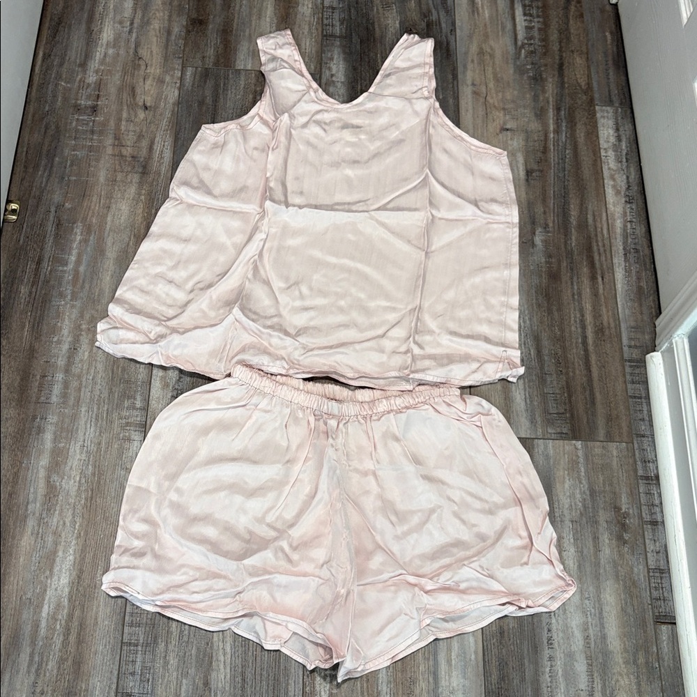 FLAX rayon light pink silky pj set size large